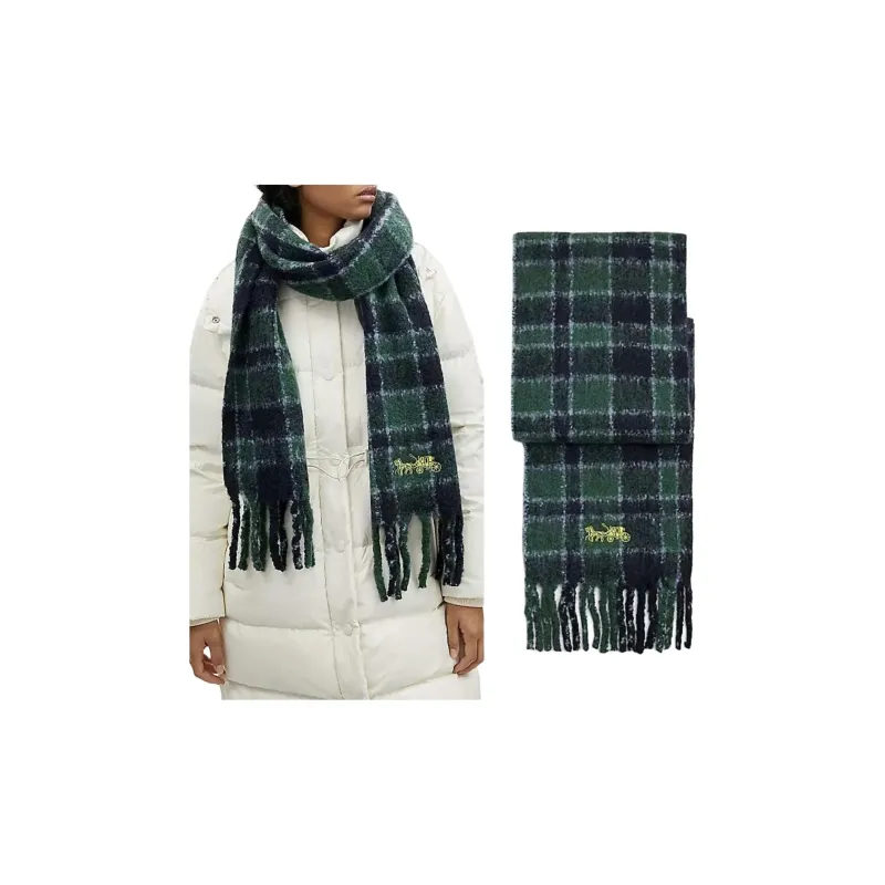 COACH Knit Scarves Women's Green-4