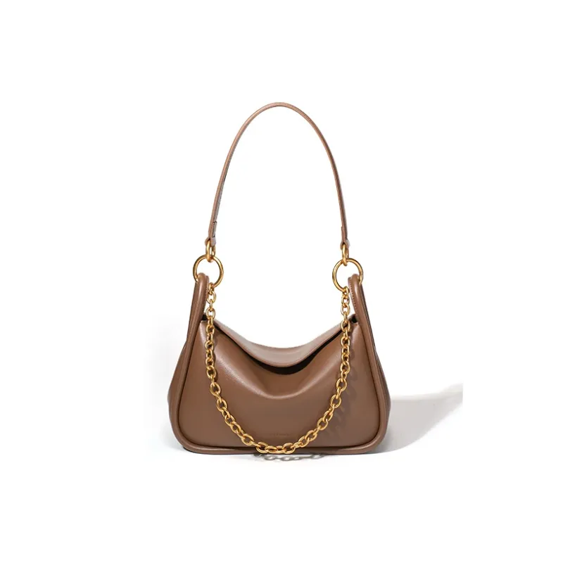 Simedin Split Cow Leather With Synthetic Leather Shoulder Bag Women's Black/Coffee-4