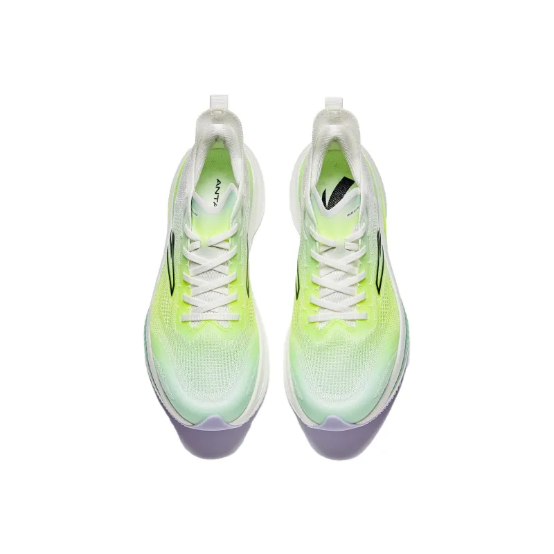 Anta Cushioning Abrasion Resistant Breathable Low Top Full Length Carbon Plate Running Shoes Men's White Green-3