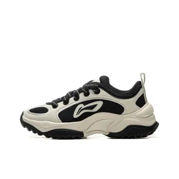LiNing Cushioning, Abrasion Resistant, Height Increasing Low Top Casual Shoes Women's Black Beige