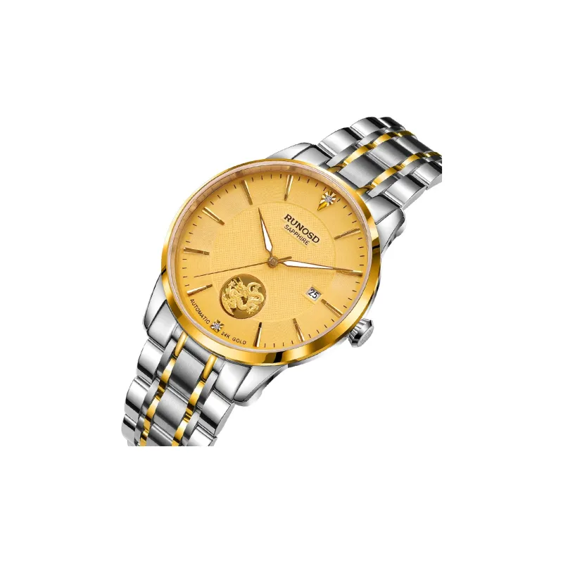RUNOSD Mechanical Movement Stainless Steel Watchband Watch Men's Watches White Dial-7