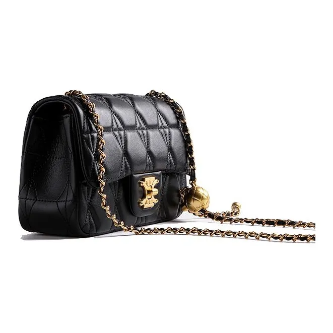 Clannad Sheepskin Crossbody Bags Shoulder Bags Small Size Women's Black-2