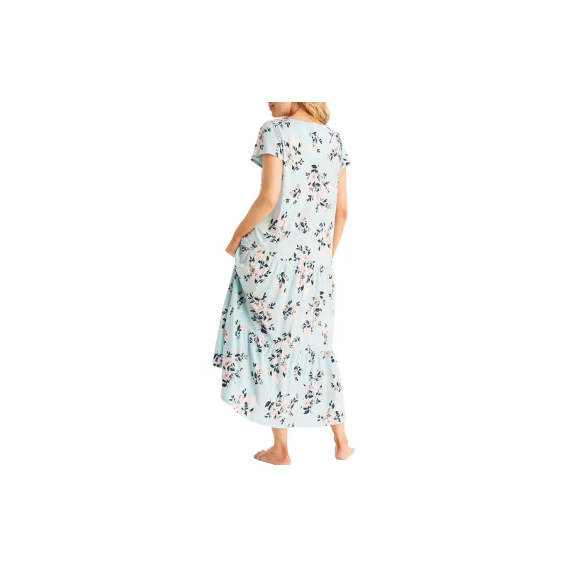 NAUTICA Floral Maxi Sleep Dress Nightgown Women's Federal Blue-1