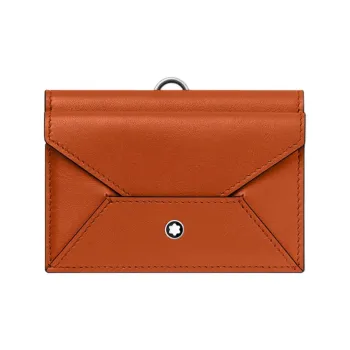 MONTBLANC Cow Leather Card Holder Men's Vibrant Orange