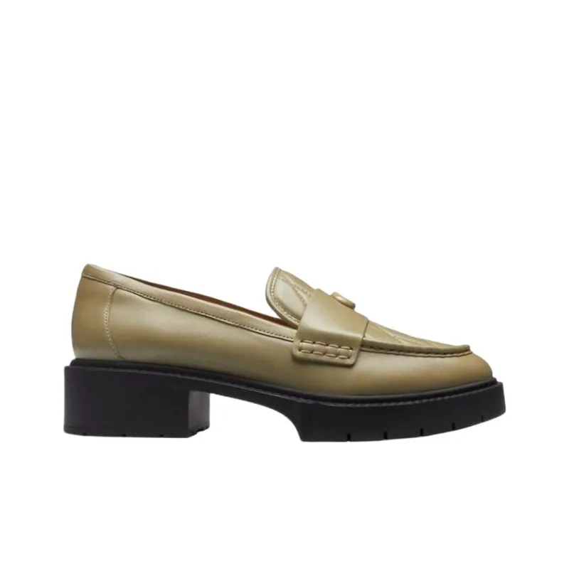 COACH Loafers 4cm Women's Green-1