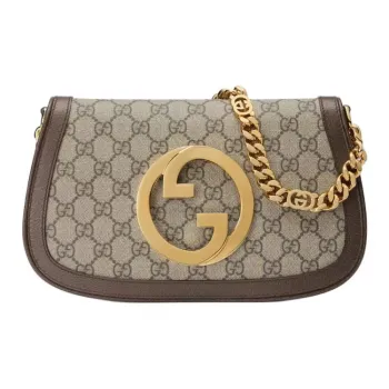 GUCCI Blondie Supreme Canvas Handbag Shoulder Bag Small Size Women's Brown