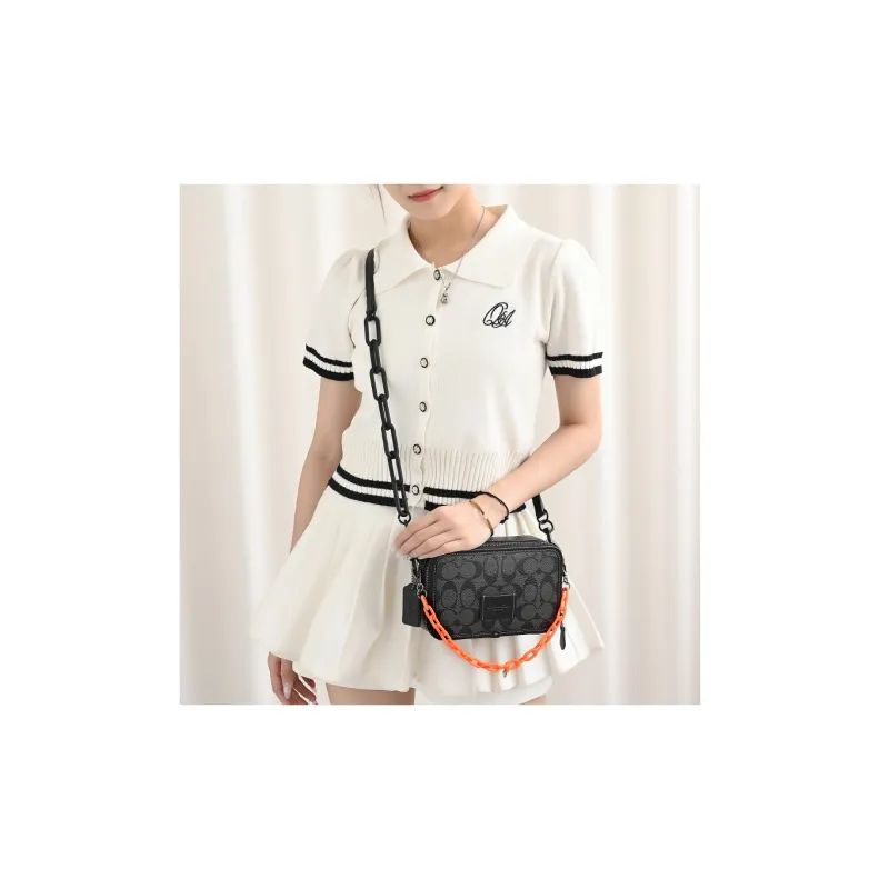GUYI Acrylic With Cow Leather Bag Accessory Unisex Black/Orange-3