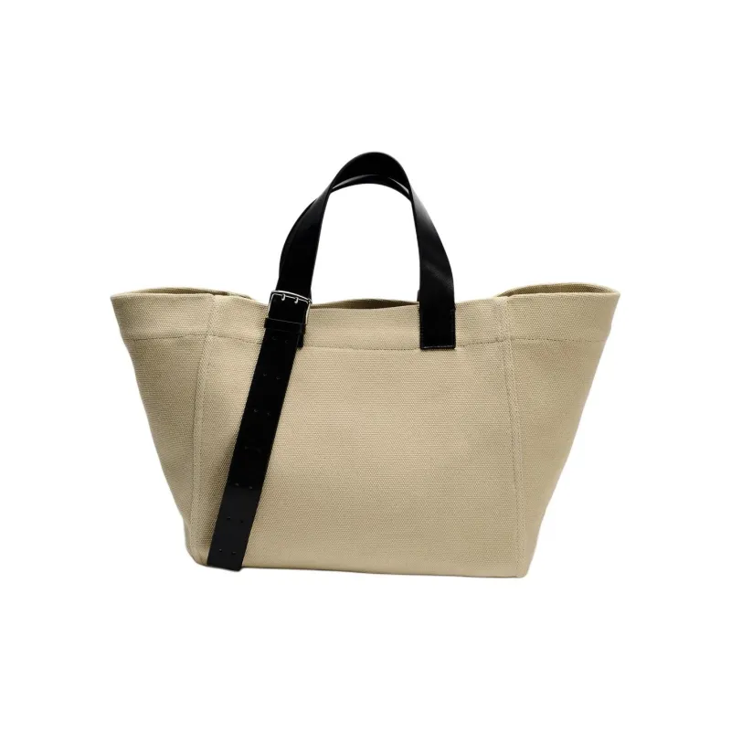 ZARA Cotton Tote Bag Shopping Bag Shoulder Bag Handbag Large Size Women's Raw White-3