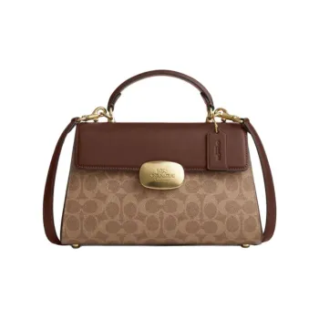 COACH Eliza Artificial Leather Shoulder Bag Crossbody Bag Handbag Large Size Women's Brown