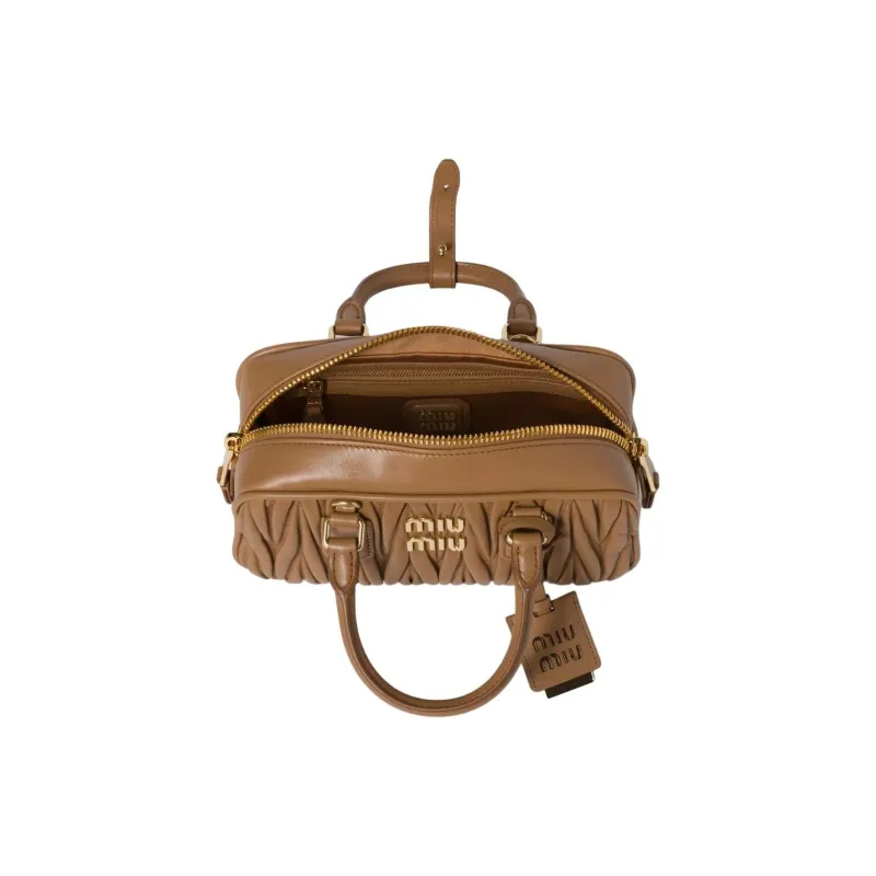MIU MIU Matelassé Leather Shoulder Bag, Crossbody Bag, Handbag Trumpets Women's Caramel-4