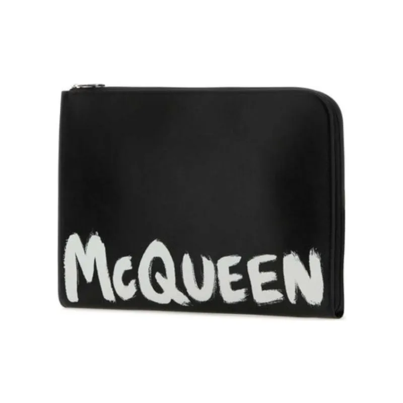 Alexander McQueen Smooth Leather Clutch Regular Men's Black-4