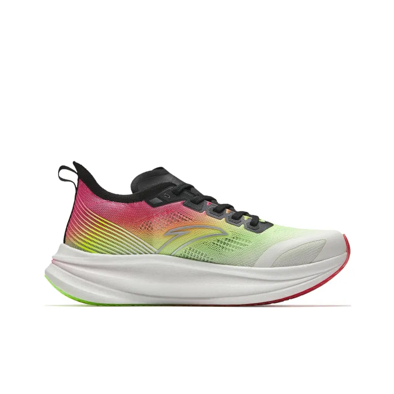 Anta Cushioned Wear Resistant Breathable Low Top Full Length Carbon Plate Running Shoes Men's Pink Green White-1