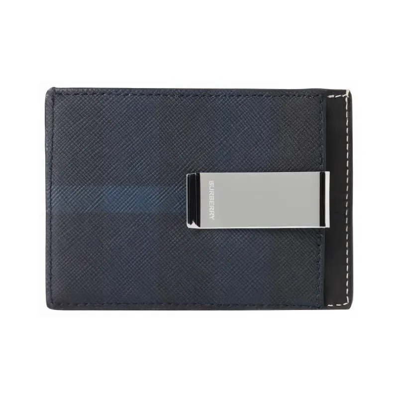 Burberry Leather Detail Card Holder Men's Navy-2