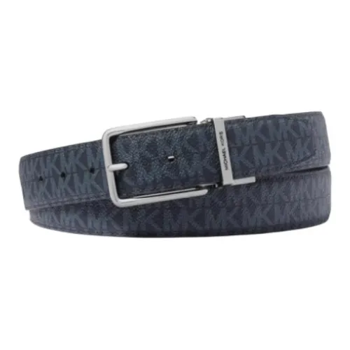 MICHAEL KORS Artificial Leather Split Cow Leather Leather Belts Men's Dark Blue Width 3.4CM