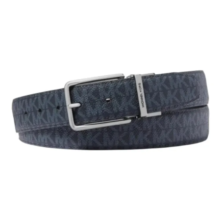 MICHAEL KORS Artificial Leather Split Cow Leather Leather Belts Men's Dark Blue Width 3.4CM-0