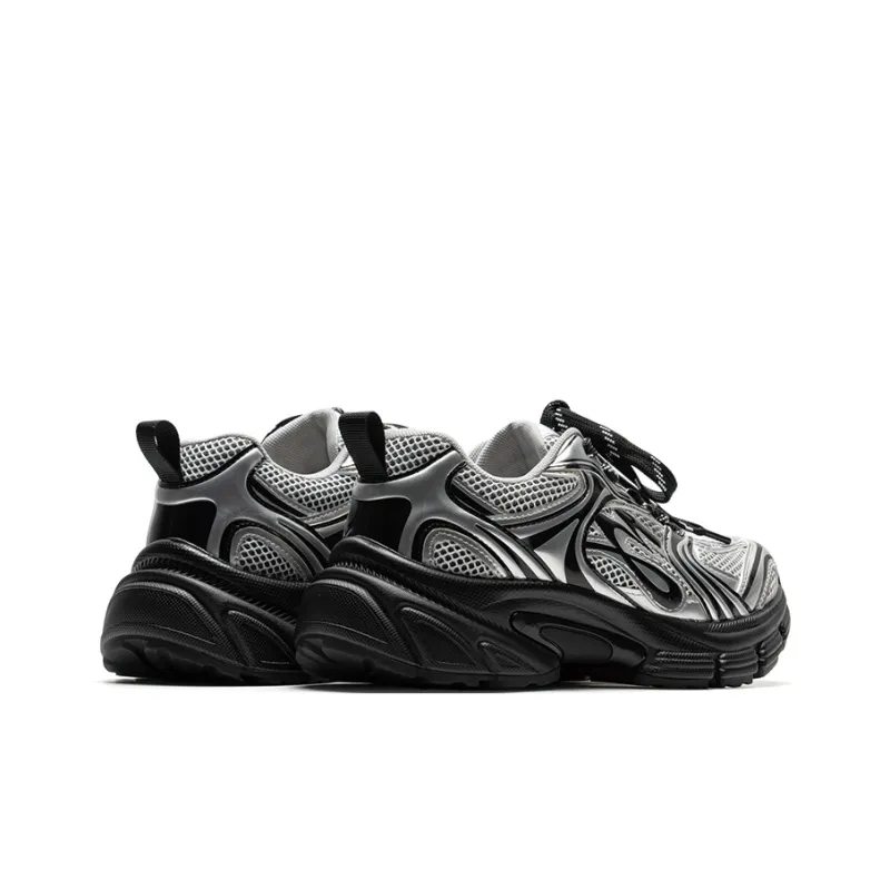 Mule Donkey Height Increasing Breathable Low Top Chunky Sneakers Unisex Liquid Silver-5