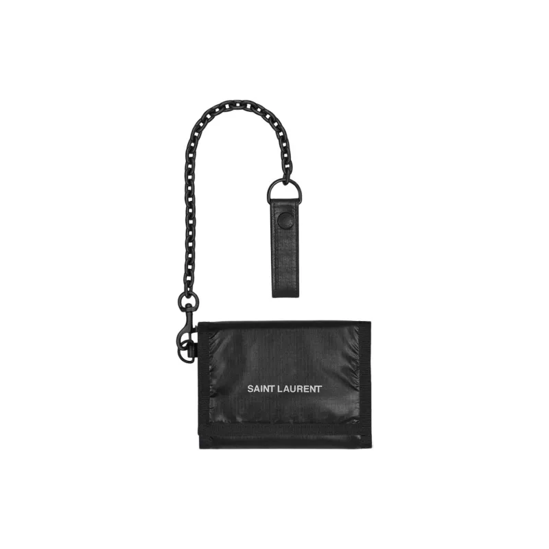 SAINT LAURENT Polyester Coin Pocket Chain Element Wallet Regular Unisex Black-2