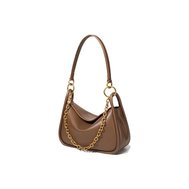 Simedin Split Cow Leather With Synthetic Leather Shoulder Bag Women's Black/Coffee-3