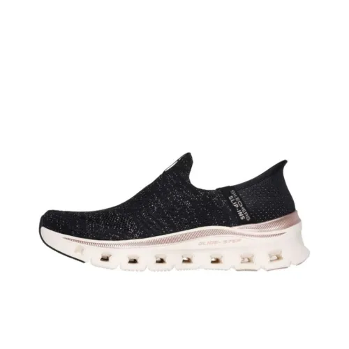Skechers Glide Step Anti Slip Wear Resistant Casual Peep-Toe shoes Women's Black Gold