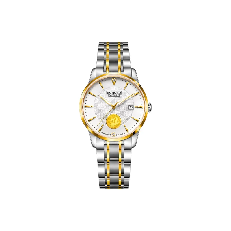 RUNOSD Mechanical Movement Stainless Steel Watchband Watch Women's Watch White Dial-0