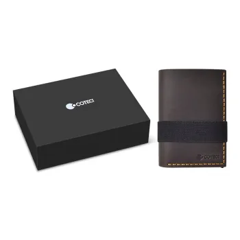COTECi Top Grain Cow Leather & Aluminum Alloy Card Holder Small Size Unisex Black/Brown/Coffee