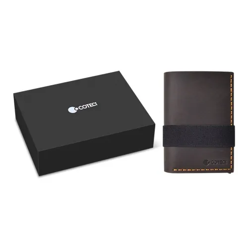 COTECi Top Grain Cow Leather & Aluminum Alloy Card Holder Small Size Unisex Black/Brown/Coffee