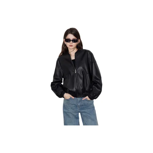 Initial language Leather Jackets Women's