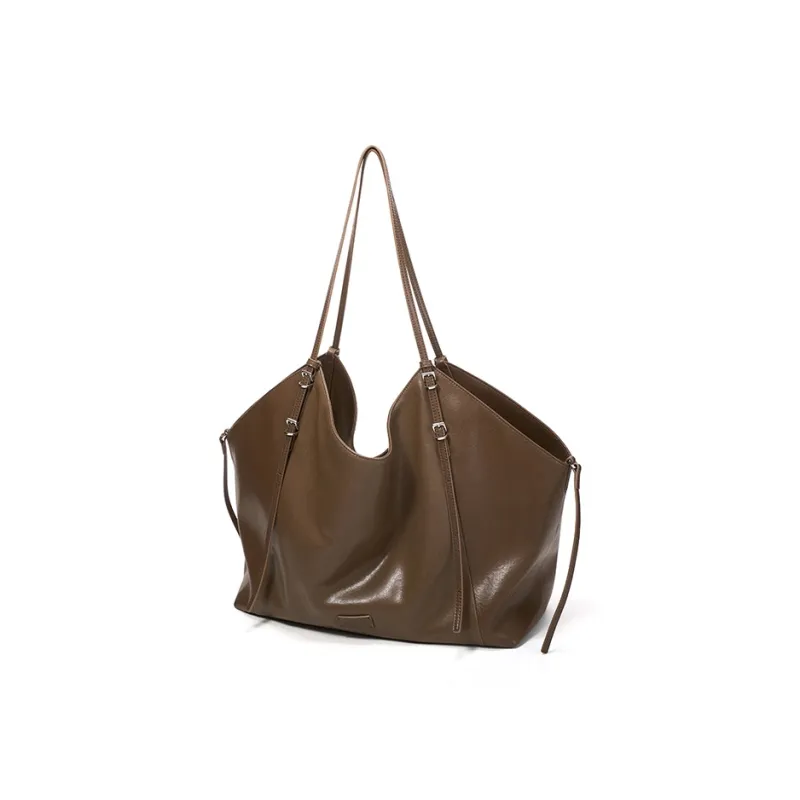 Simedin Cow Leather With Synthetic Leather Tote Bag, Shoulder Bag Women's Deep Black/Brown-6