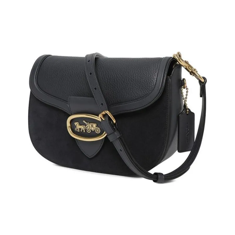 COACH Kat Cow Leather Saddle Bags Shoulder Bags Women's Black-2