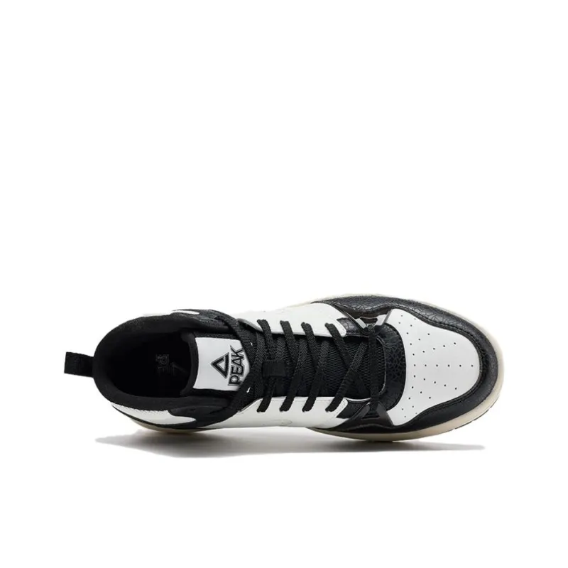 PEAK Classic Heritage Wear Resistant Slip Resistant Mid Top Skateboard Shoes Women's White Black-2