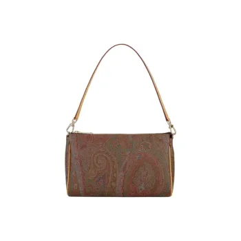 ETRO Jacquard Canvas Shoulder Bag Small Size Women's Brown