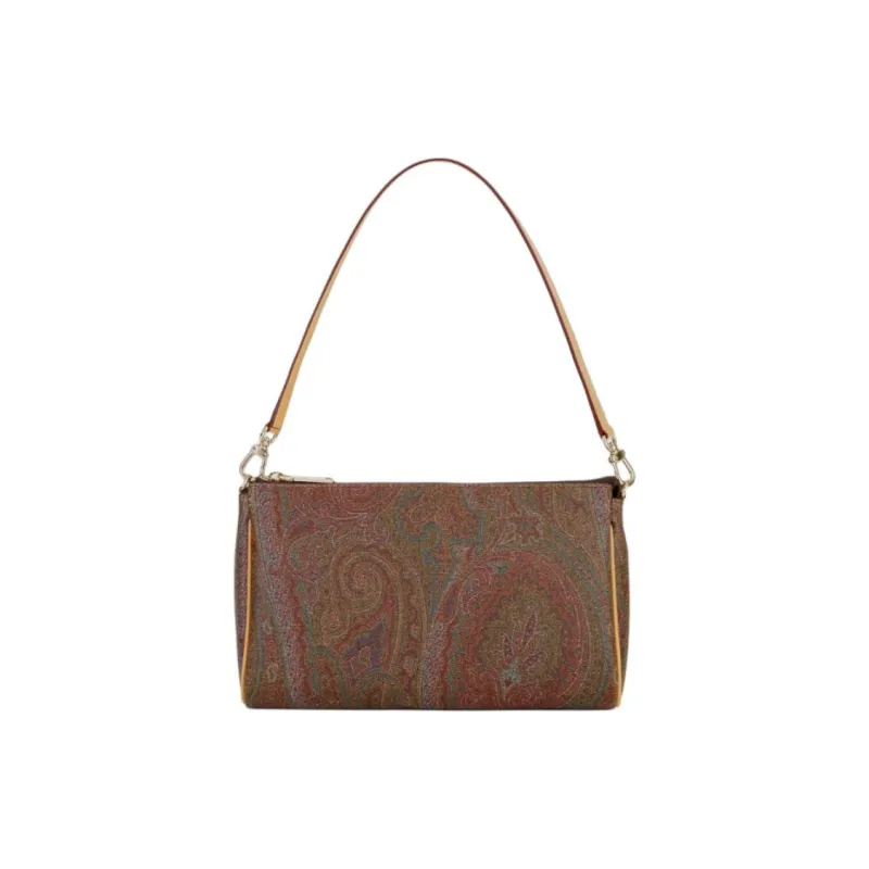 ETRO Jacquard Canvas Shoulder Bag Small Size Women's Brown-0