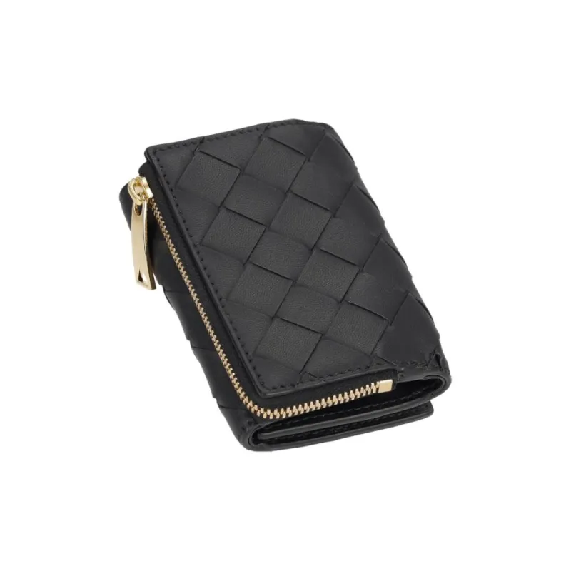 Bottega Veneta Intrecciato Lambskin Wallet Mini Unisex Black-2