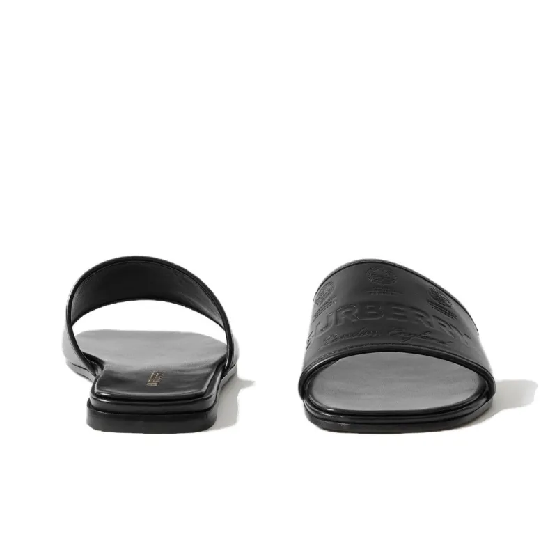 Burberry Logo Leather Sandal Black Women's-3