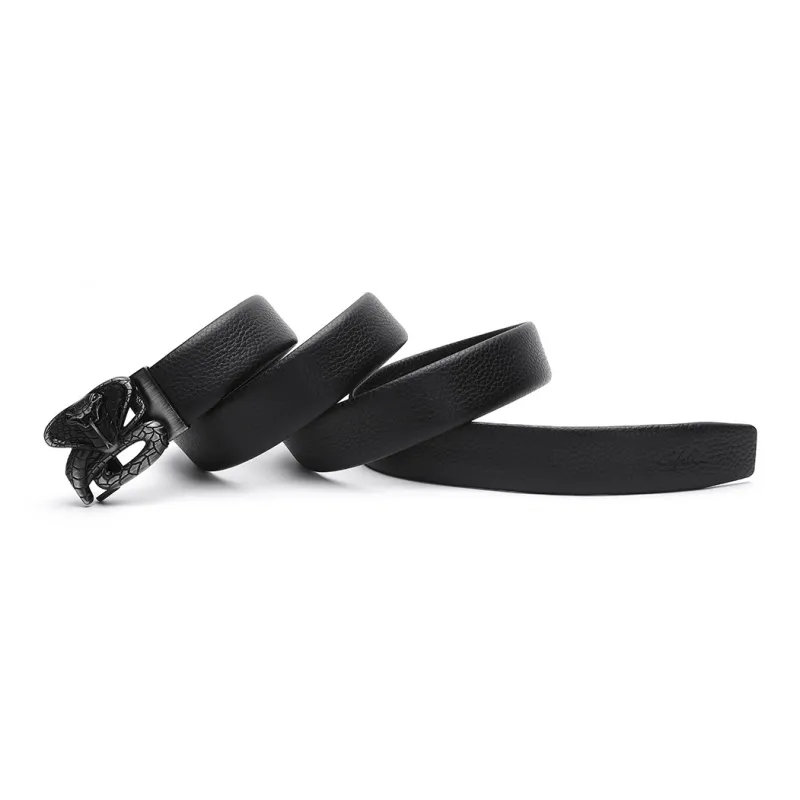 Satchi Cow Leather Belts Men's Black Width 3.5cm Gift Box Sets-2