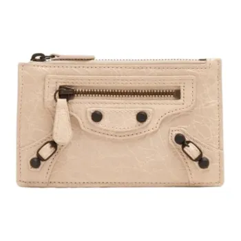 Balenciaga Arena Storico Lambskin Card Holder Women's Beige