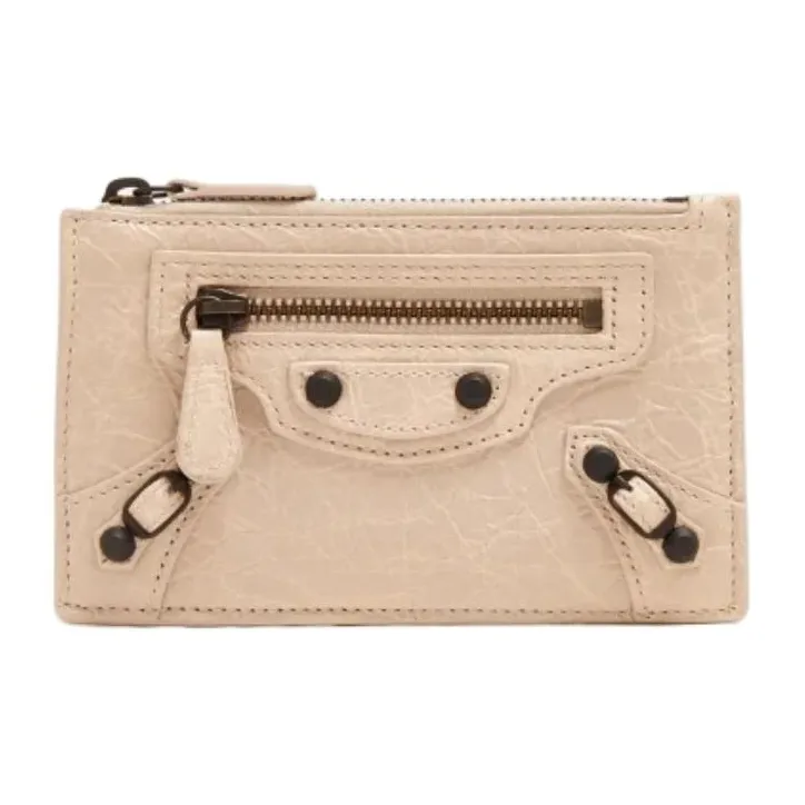 Balenciaga Arena Storico Lambskin Card Holder Women's Beige-0