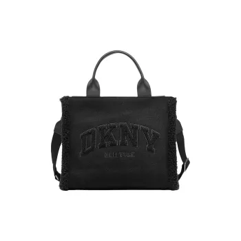 DKNY Cotton Tote Bag Shopping Bag Shoulder Bag Crossbody Bag Handbag Medium Size Women's Black