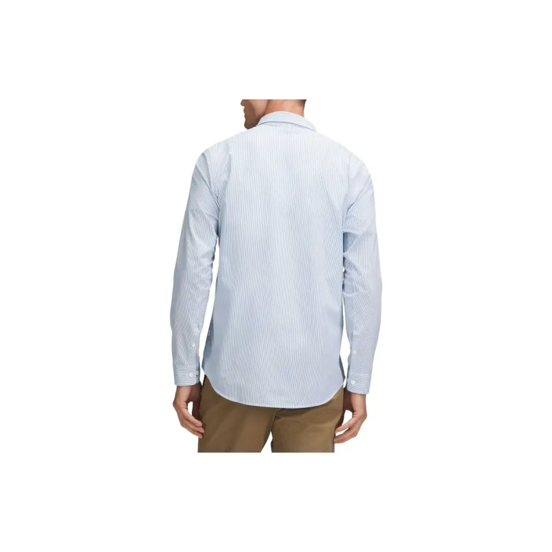Lululemon New Venture Shirt Men's White Heating Blue Willow Stripes-1