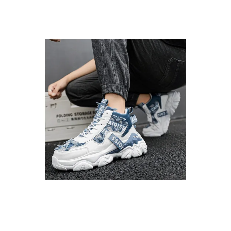 GONG NIU JU REN Anti-Slip Wear-Resistant High-Top Chunky Sneakers Unisex-4