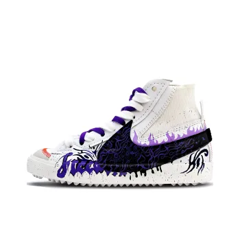 Nike Blazer '77 Jumbo Anti Slip Wear Resistant Mid Top Skateboard Shoes Unisex Black White Purple
