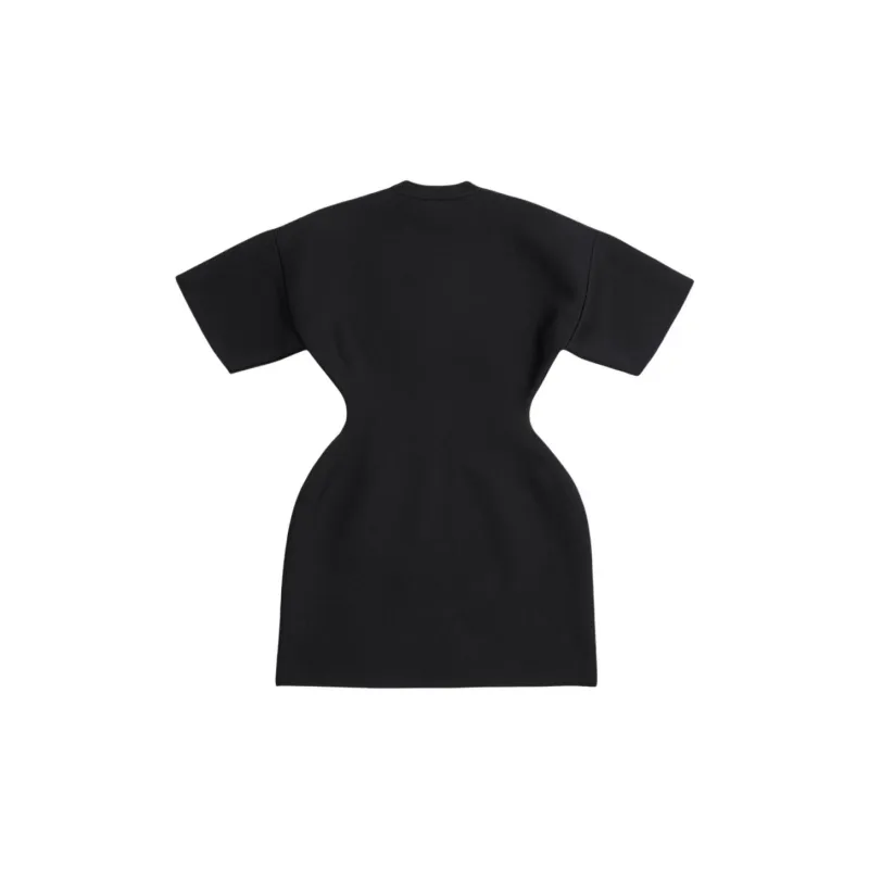 Balenciaga Women's Hourglass Crewneck Short Sleeve Dress Black-1