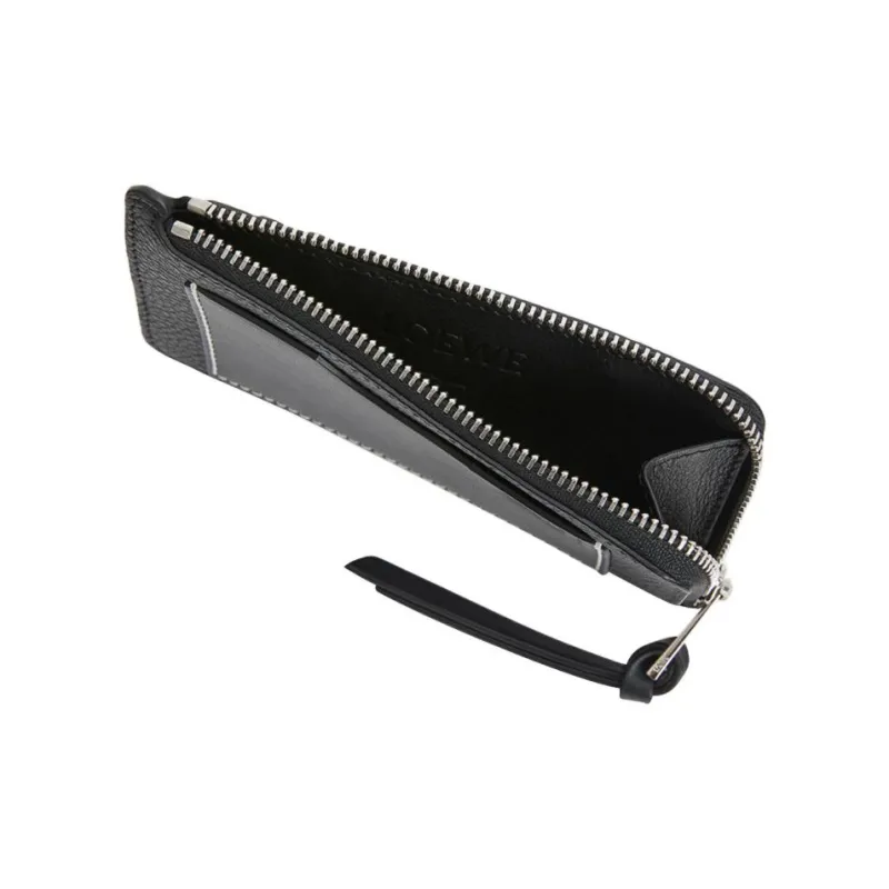 LOEWE Soft Grain Cow Leather Card Holder Women's Black-6
