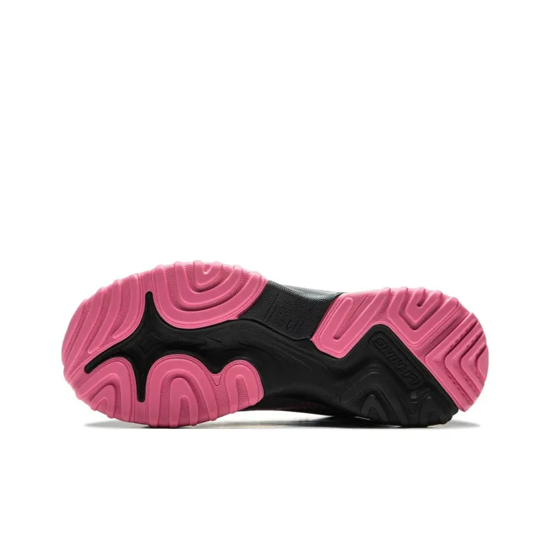 LiNing Cushioning, Abrasion Resistant, Height Increasing Low Top Casual Shoes Women's Black Pink-6