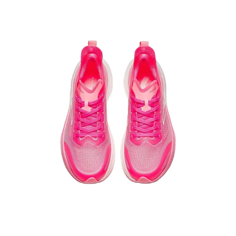 Anta Cushioned Wear Resistant Breathable Low Top Full Length Carbon Plate Running Shoes Women's Red Pink-3