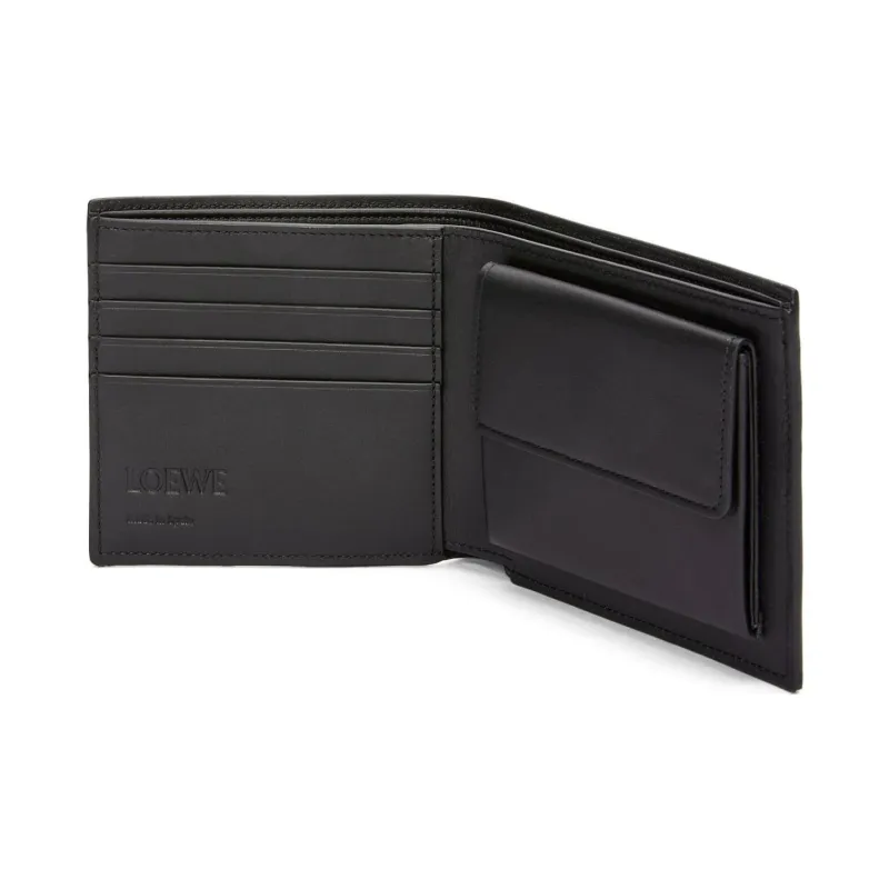 LOEWE Calfskin Wallet Men Black & Dark Marine Blue-3