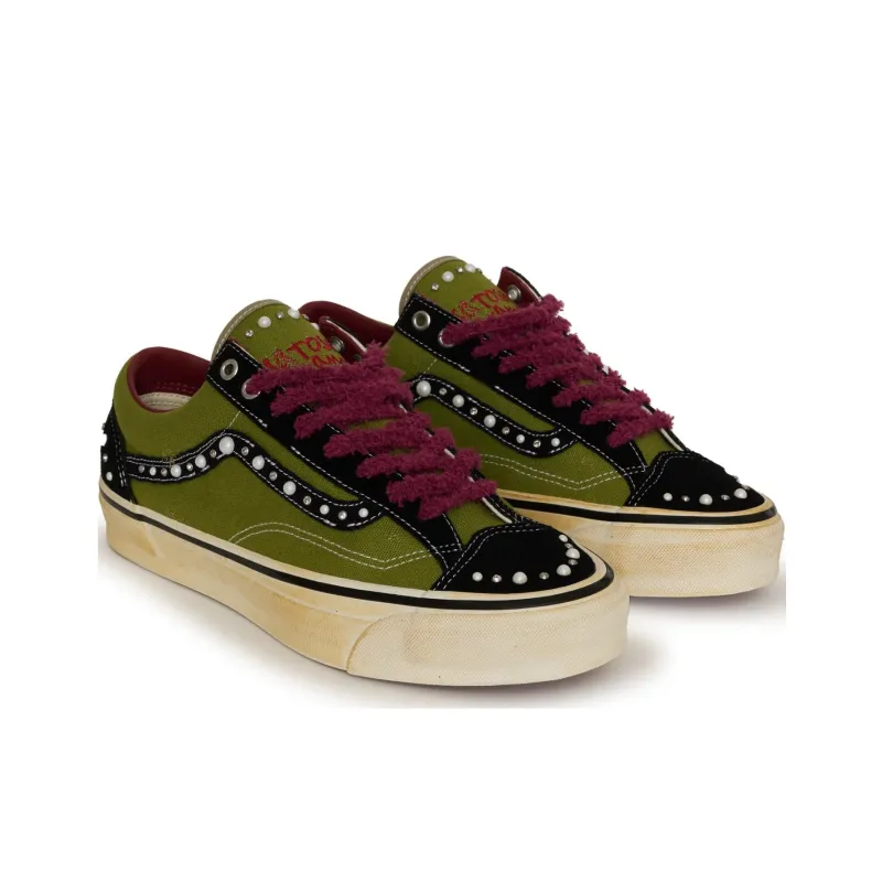 SATOSHI NAKAMOTO x Vans Old Skool Anti-Slip And Wear-Resistant Lightweight Low-Top Skateboard Shoes Unisex Green-3