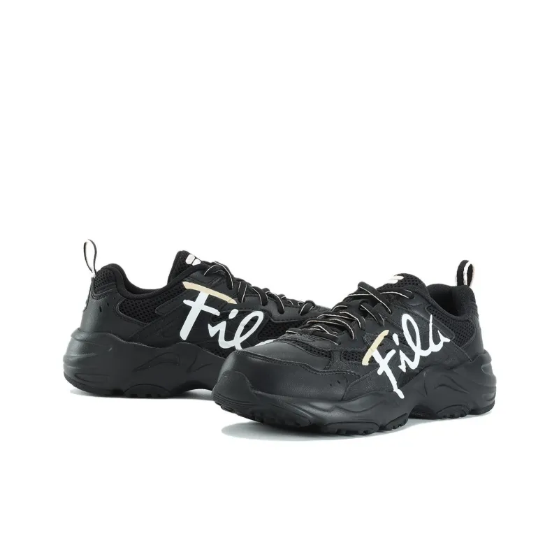 FILA Heritage FHT Cushioned Wear Resistant Breathable Low Top Casual Shoes Women's Black-3