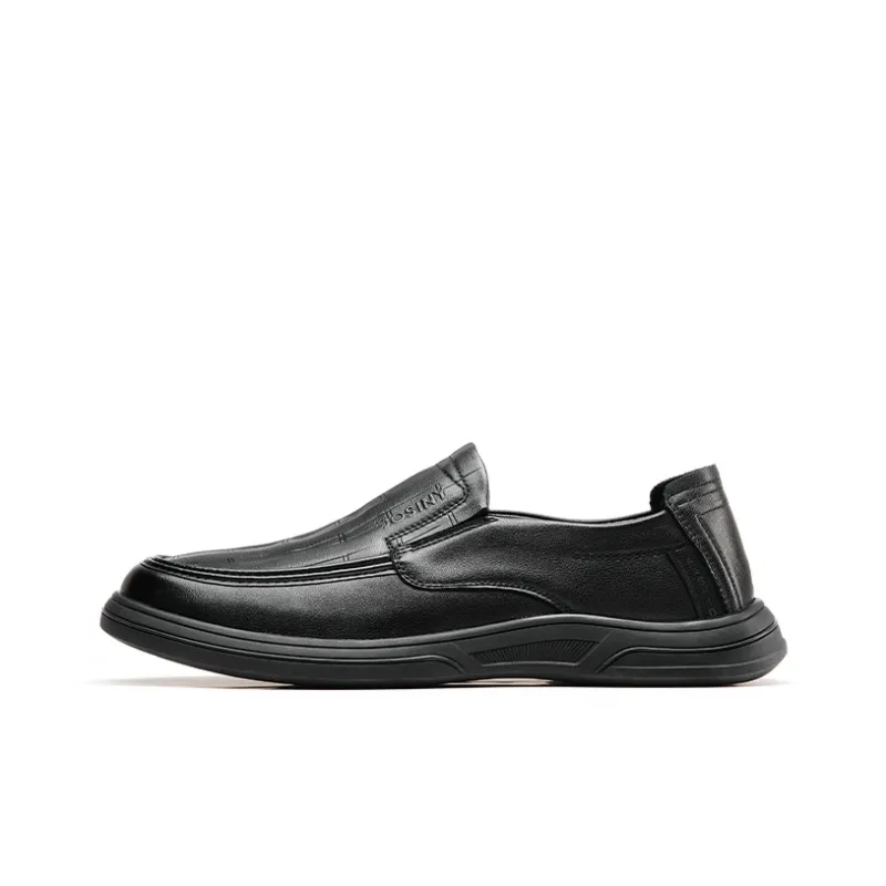 JOSINY Low Top, Everyday Commute Casual Leather Shoes Men Black-0