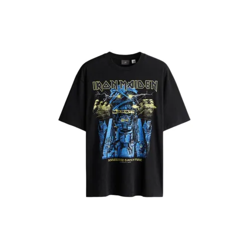 H&M T-Shirts Men Black/Iron Maiden